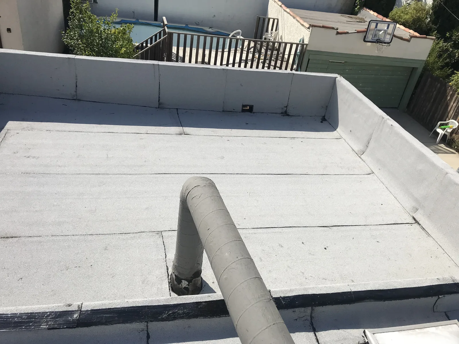 The completed new flat roof, seen from above